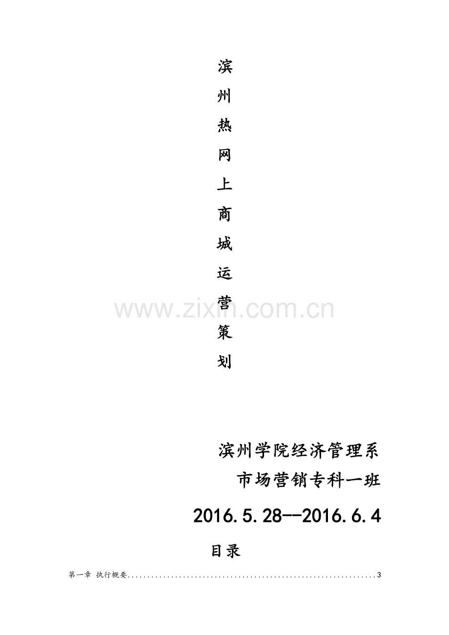 网上商城运营策划方案--市场营销专业.doc_第1页