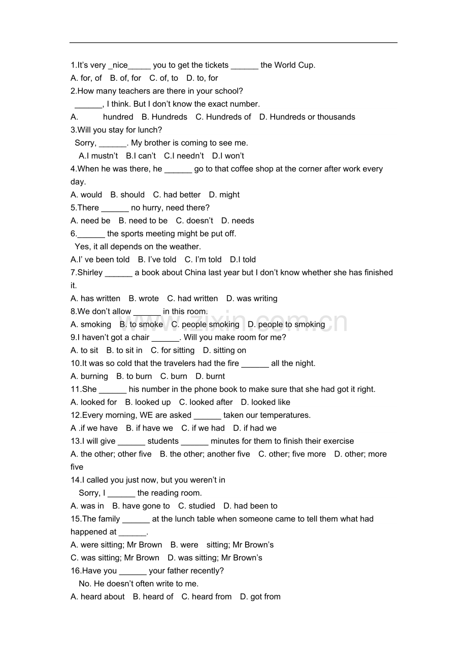 初中英语易错题-初中生必做100题.doc_第1页