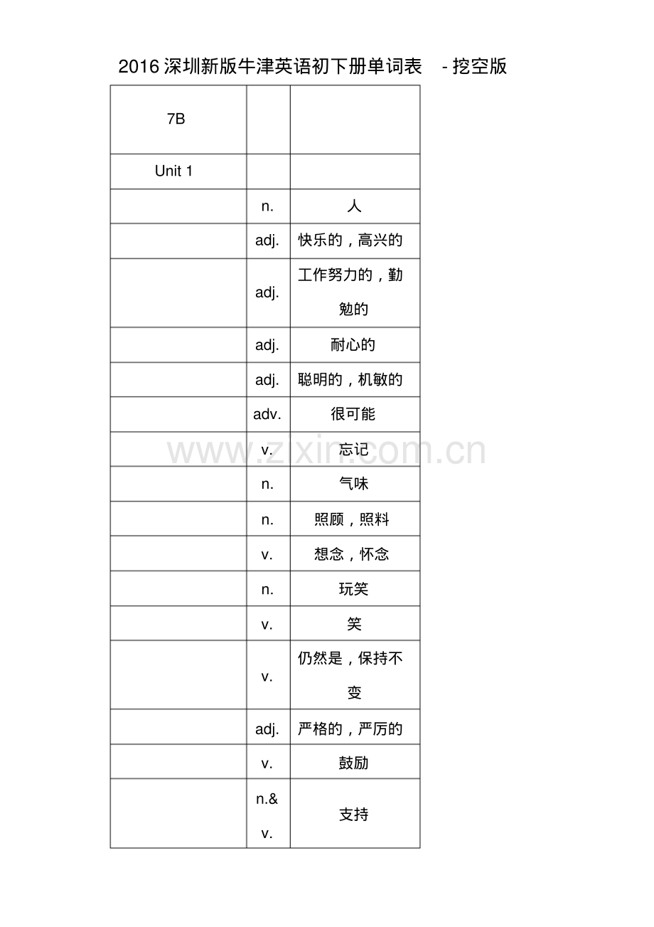 (深圳广州)新版牛津英语初一下册单词表默写版.pdf_第1页