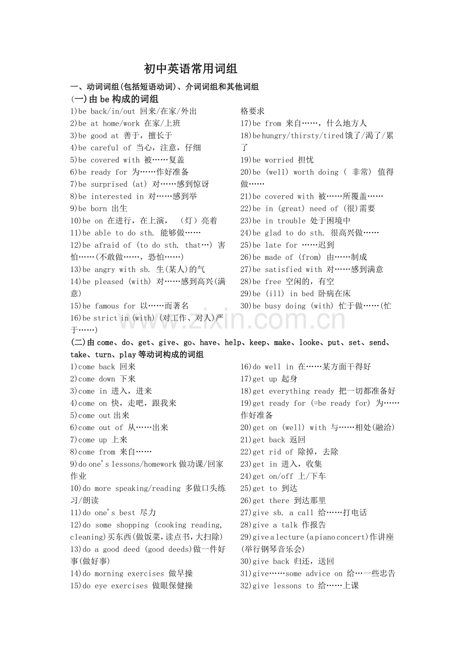 初中英语重点短语句型大全.doc_第1页