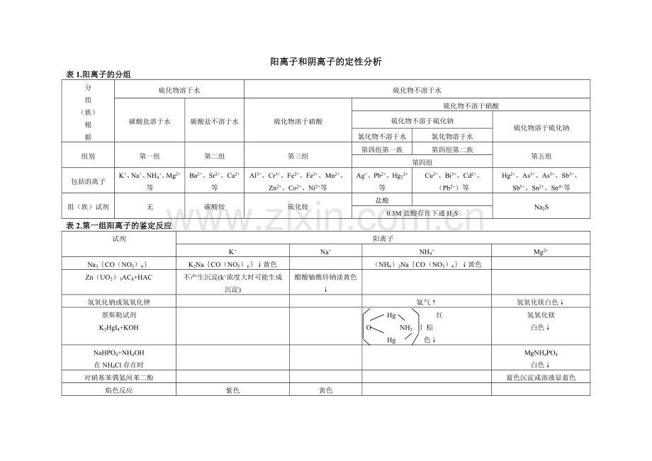 阳离子和阴离子的定性分析.doc_第1页