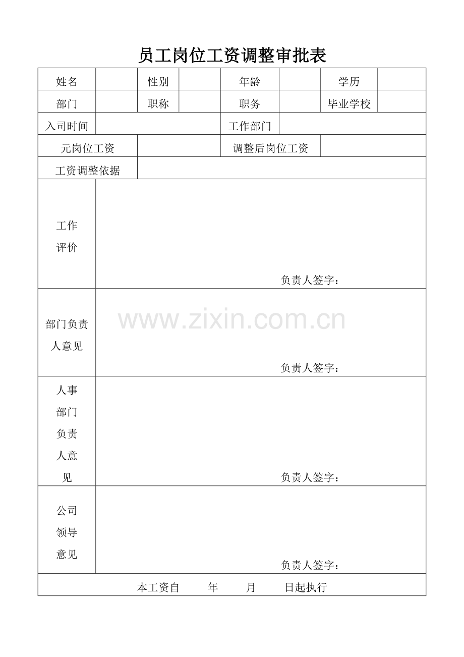 员工岗位工资调整审批表.doc_第1页