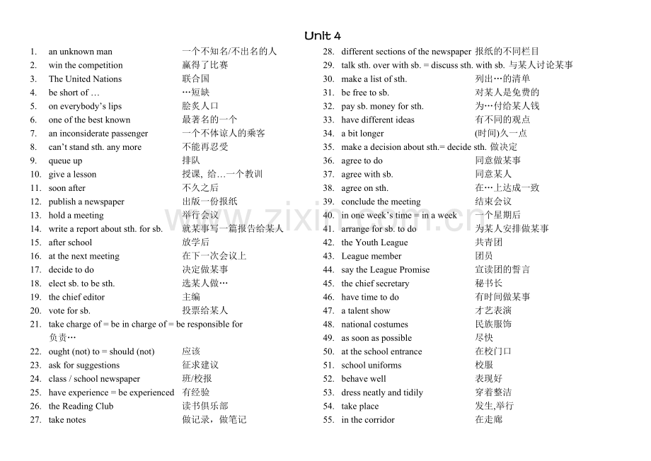 上海版牛津英语初二第二学期8BUnit4词组.doc_第1页