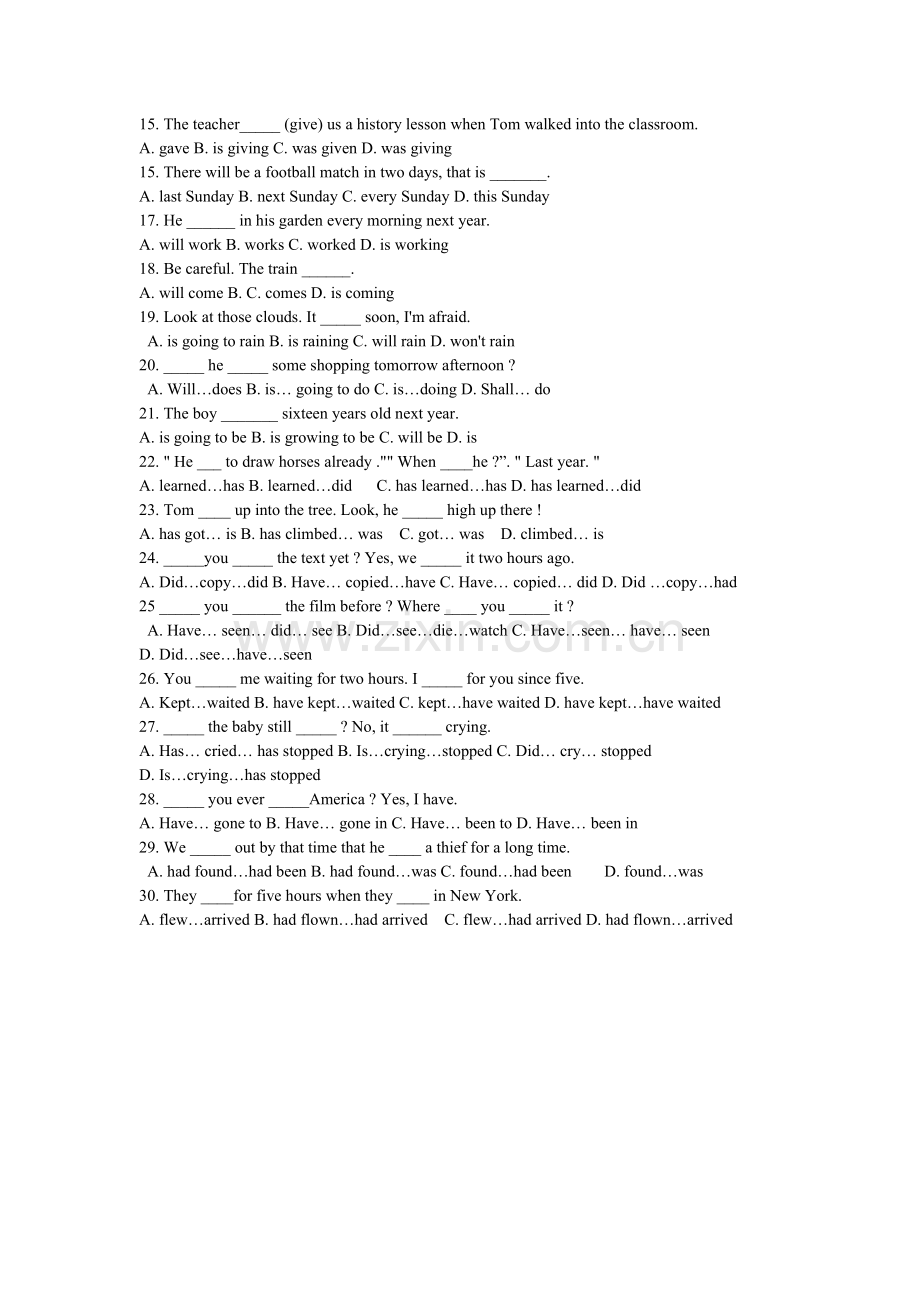 新概念第一册时态练习题.doc_第2页