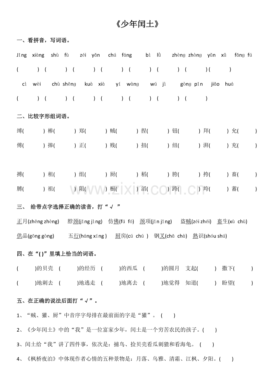 6年级《少年闰土》练习题.doc_第1页