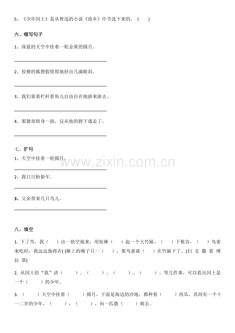 6年级《少年闰土》练习题.doc_第2页