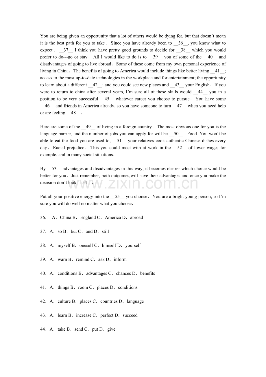高中英语完型填空专项练习(不看后悔).doc_第2页