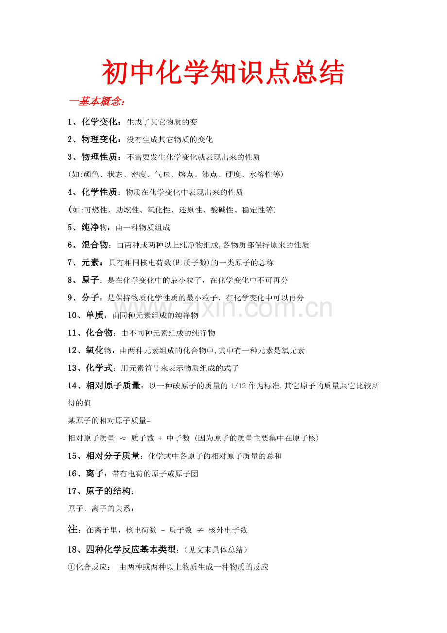 初中化学知识点总结(化学式).doc_第1页