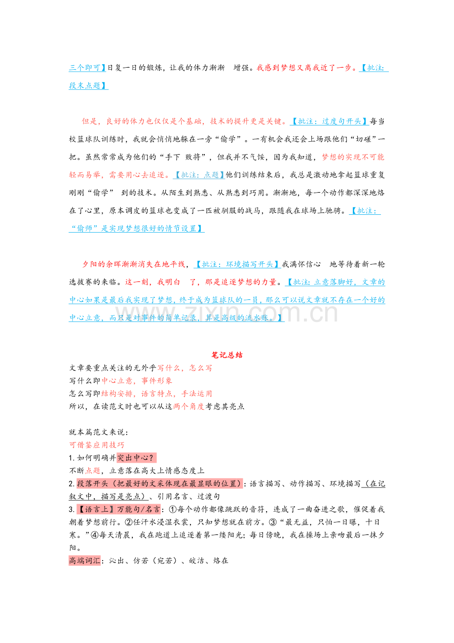 2019初中记叙文范文《追逐梦想》详批.doc_第2页