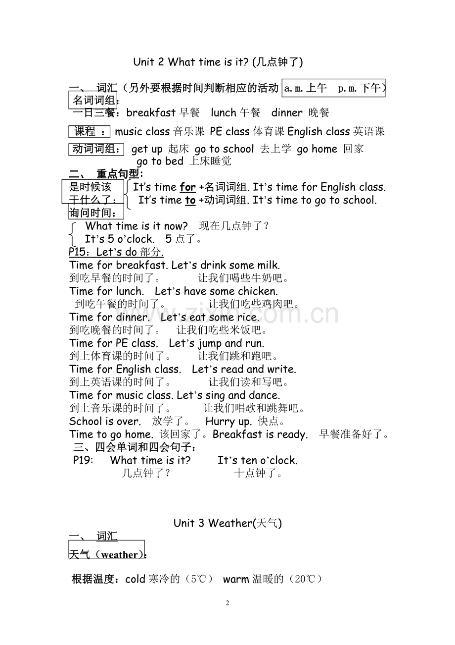 新版PEP小学英语四年级下册复习知识归纳.doc_第2页
