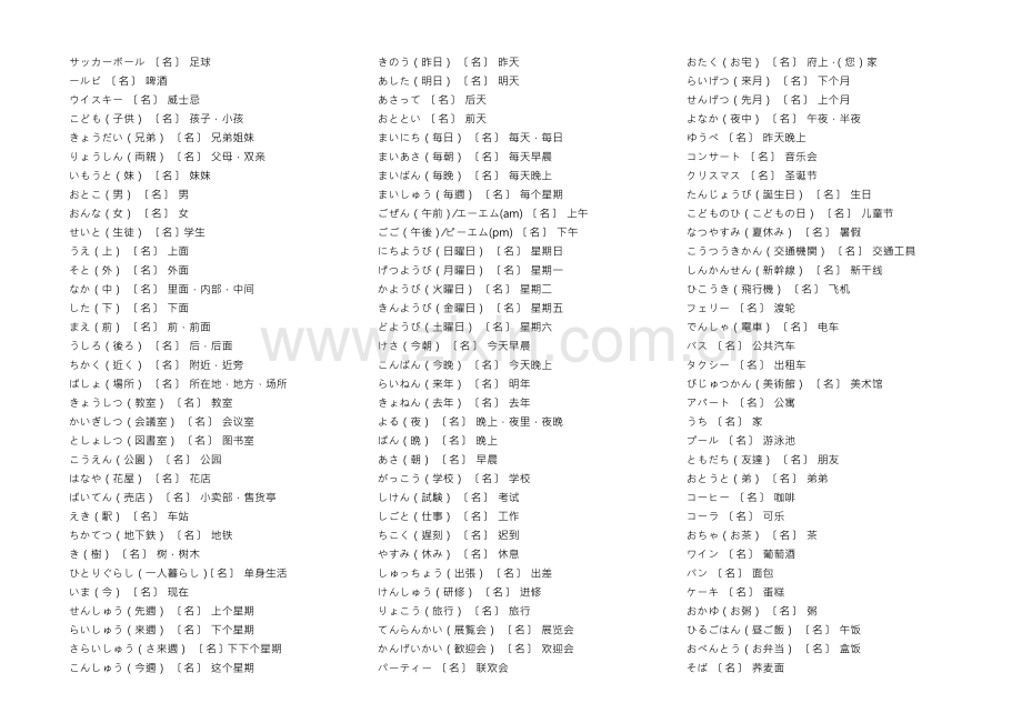 新标日初级上册单词表单词分类打印版.doc_第2页