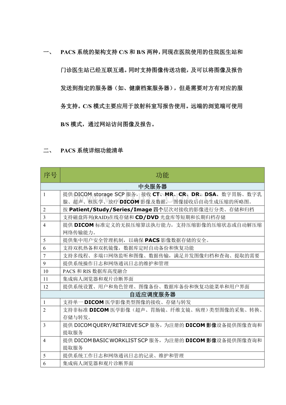 PACS系统功能及参数.doc_第1页
