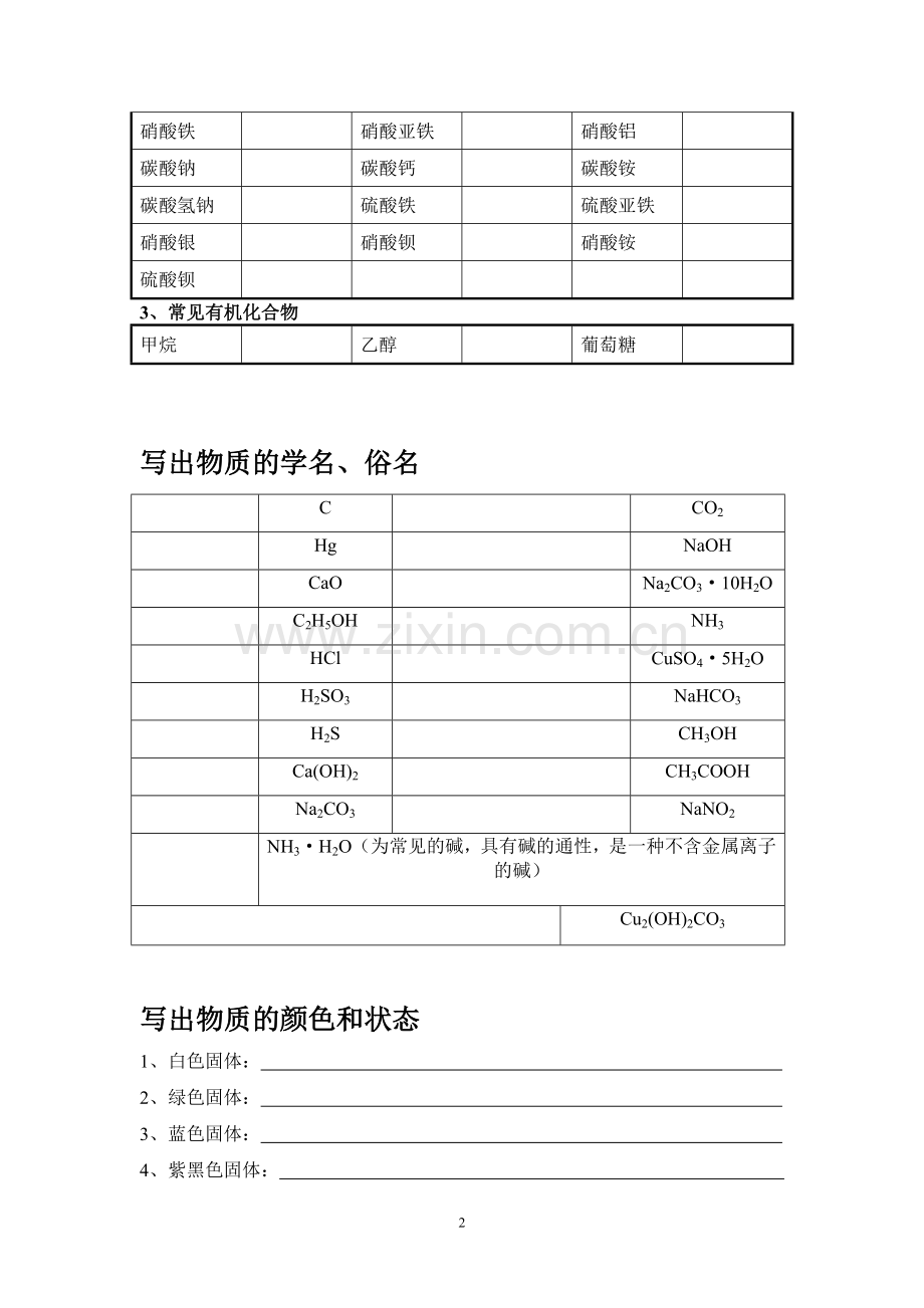 初中化学式大全-学生默写定制版(含答案).doc_第2页