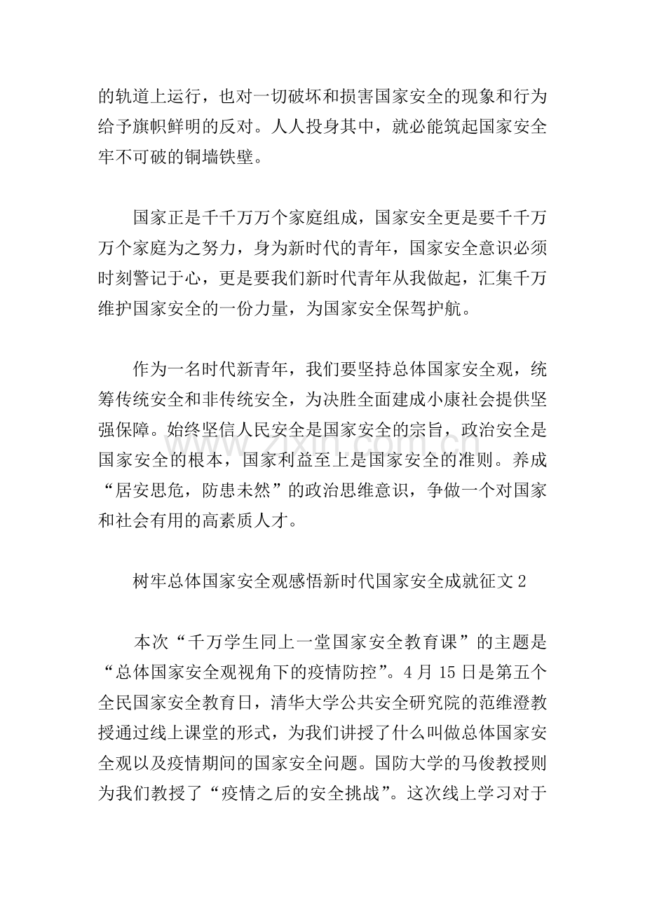 2022树牢总体国家安全观感悟新时代国家安全成就征文作文五篇.doc_第2页