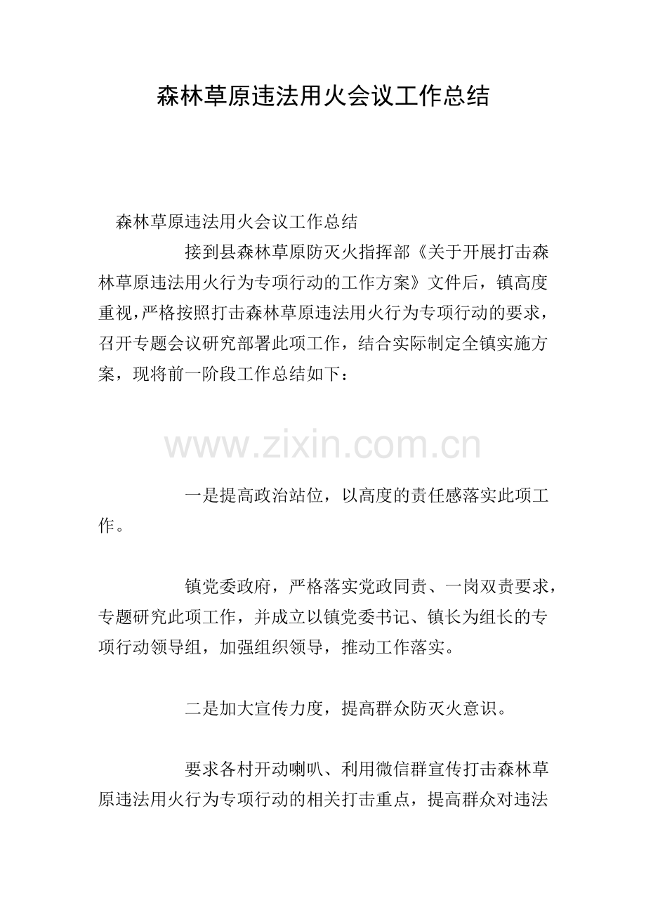森林草原违法用火会议工作总结.doc_第1页
