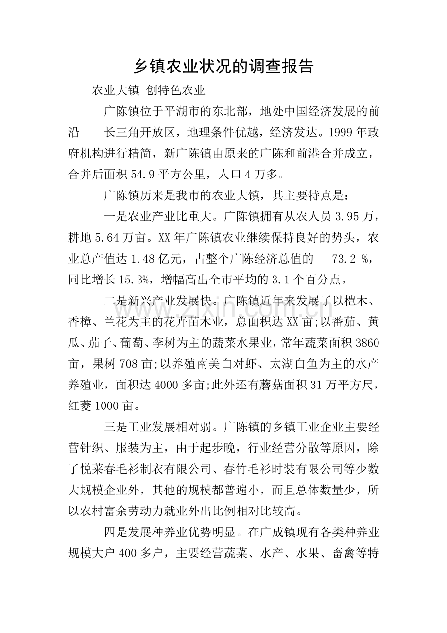 乡镇农业状况的调查报告.doc_第1页