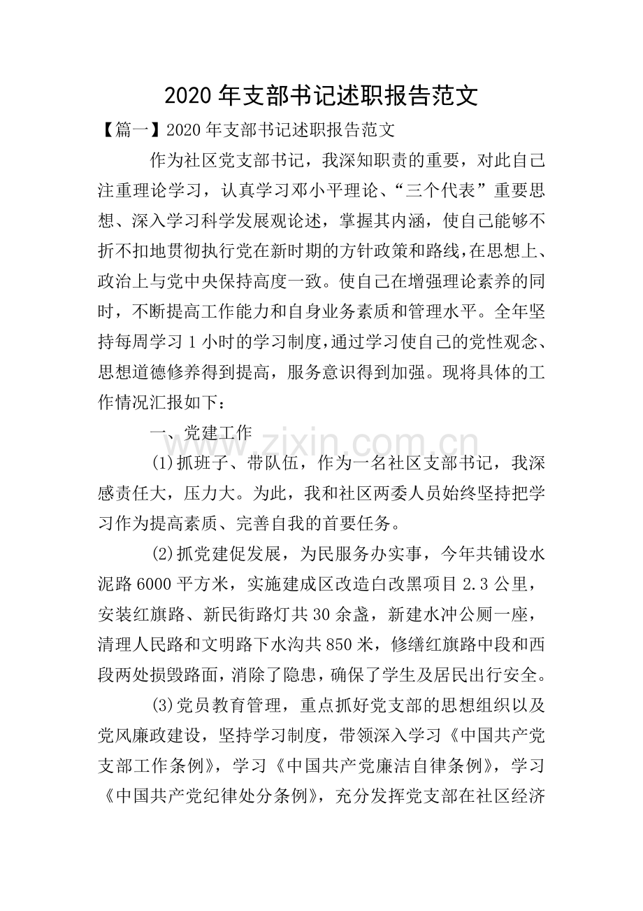 2020年支部书记述职报告范文.doc_第1页