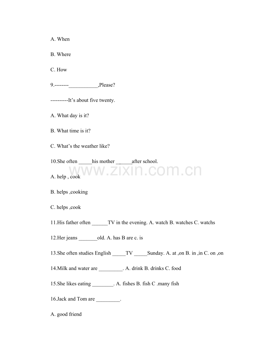 外研版七年级上册英语试题及答案.doc_第2页