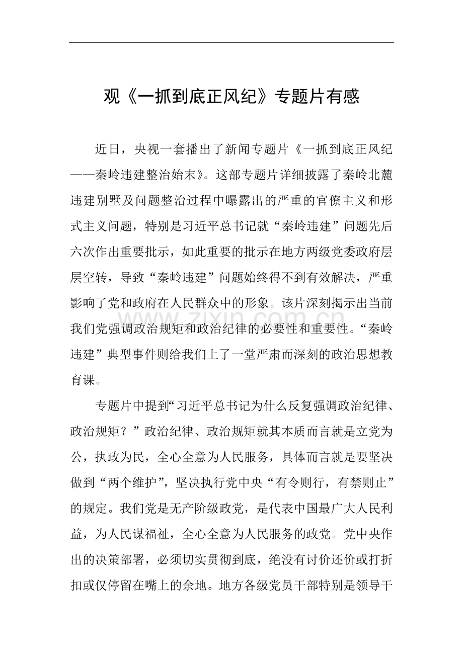 观《一抓到底正风纪》专题片有感.doc_第1页