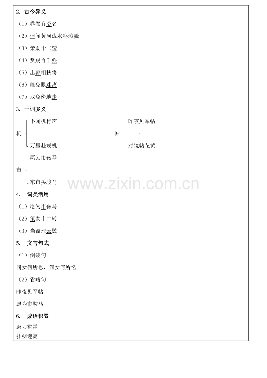 七年级语文下册第8课木兰诗(第1课时)学案新人教版.doc_第2页