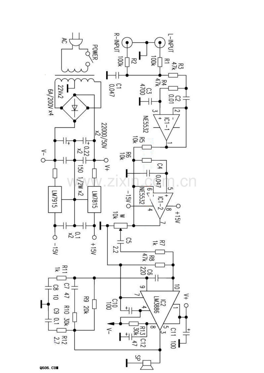 NE5532、LM3886超重低音炮电路图.doc_第2页