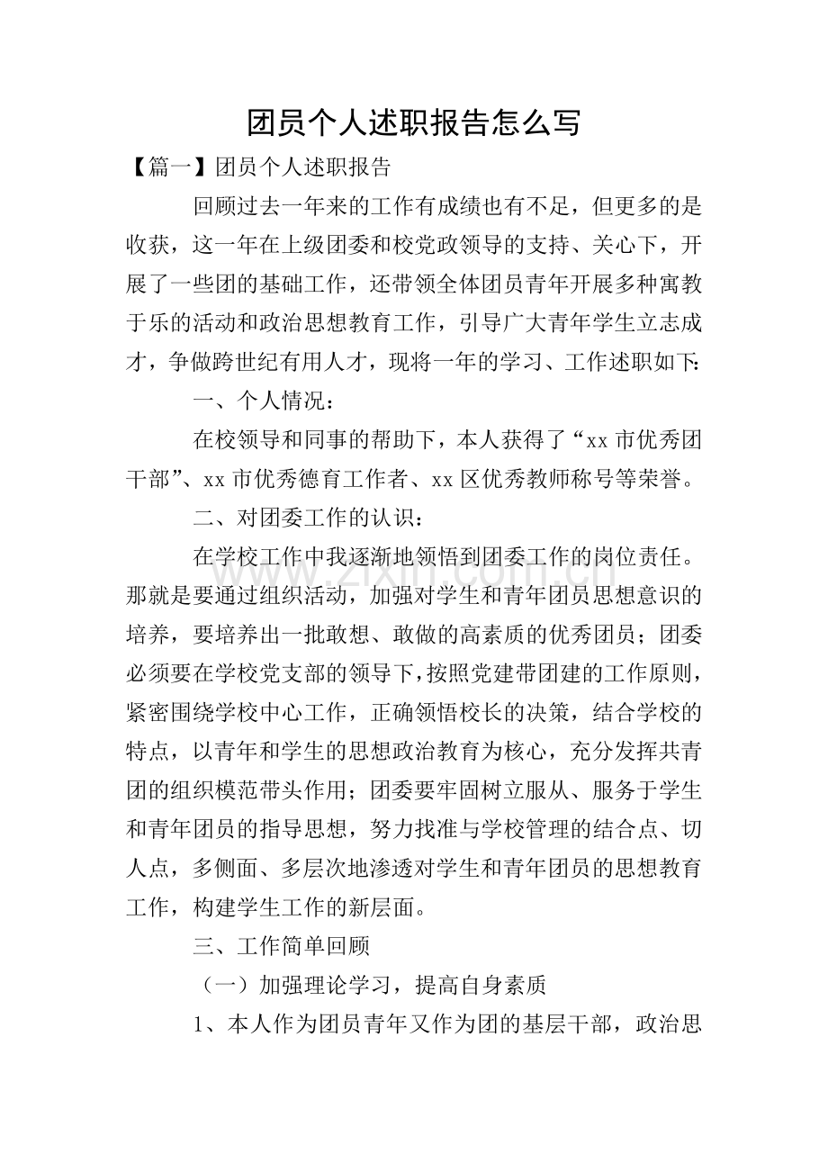 团员个人述职报告怎么写.doc_第1页