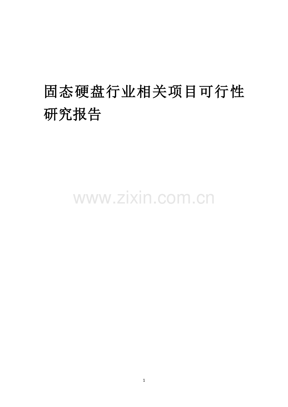 固态硬盘行业相关项目可行性分析报告.docx_第1页