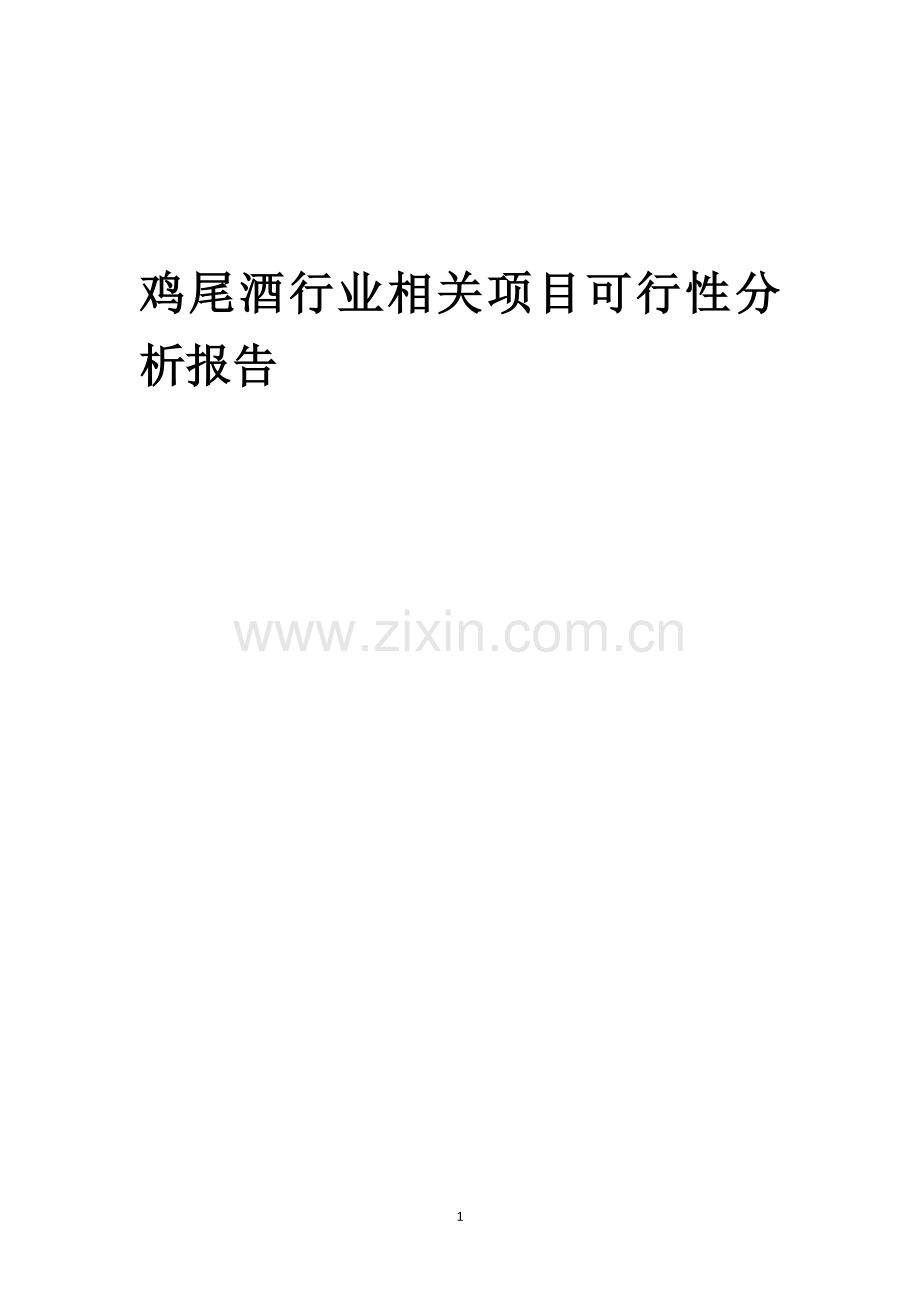 鸡尾酒行业可行性研究报告.docx_第1页