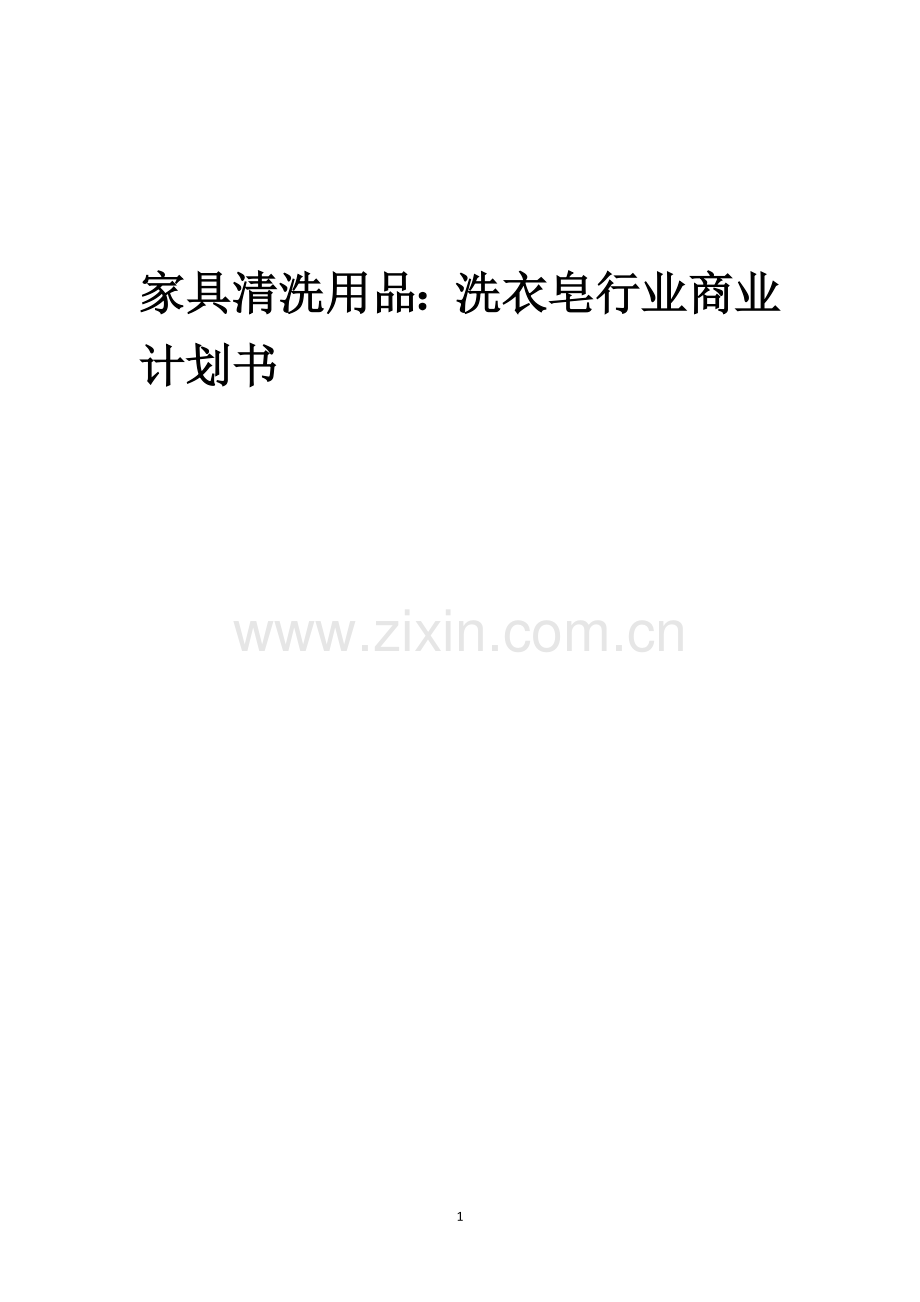 家具清洗用品：洗衣皂行业商业计划书.docx_第1页