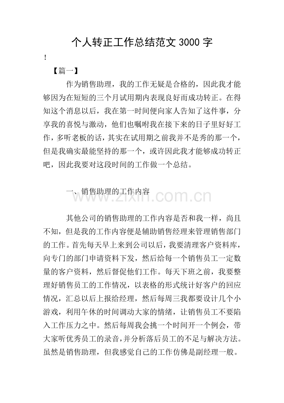 个人转正工作总结范文3000字.doc_第1页