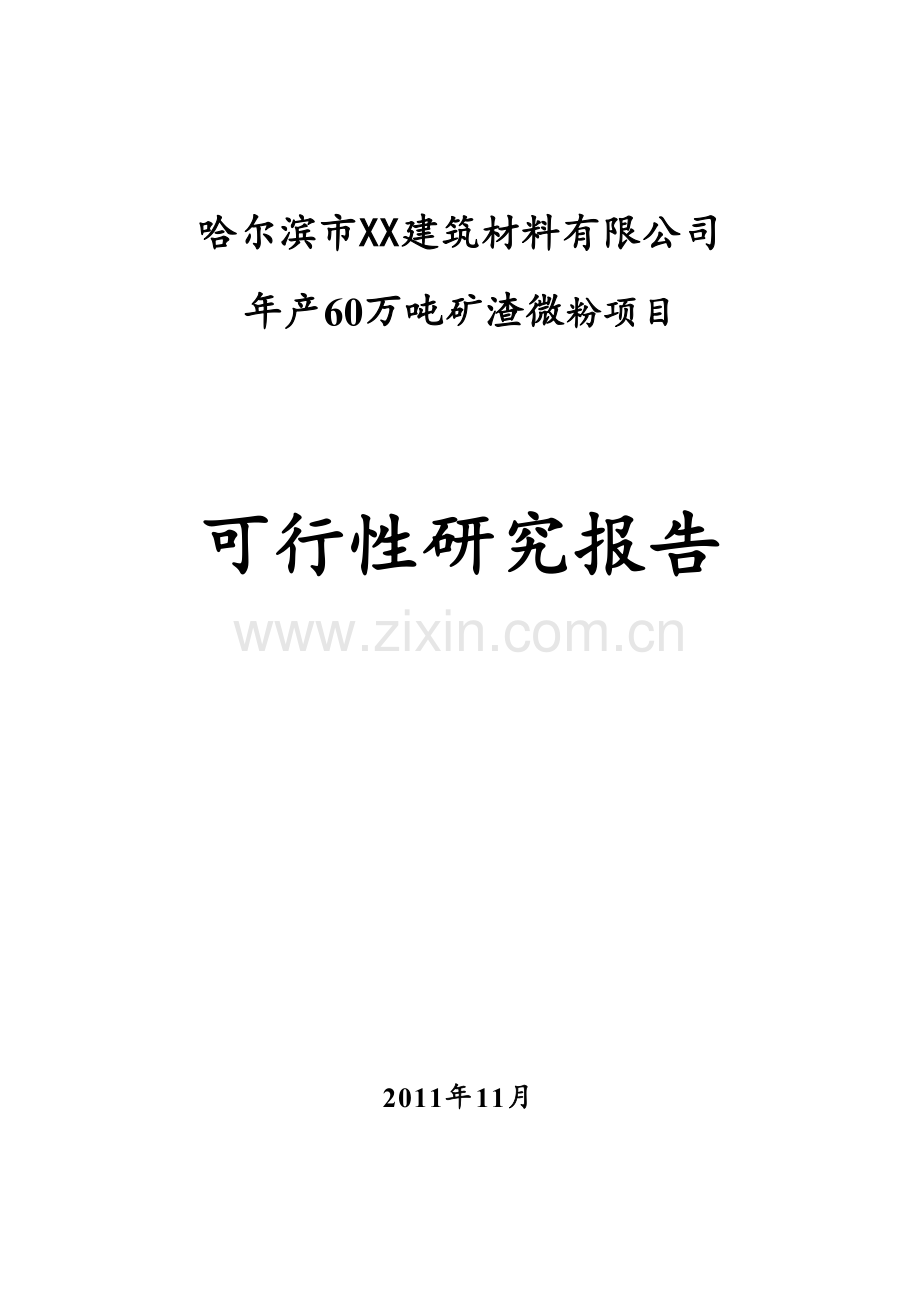 年产60万吨矿渣微粉项目可行性研究报告.doc_第1页