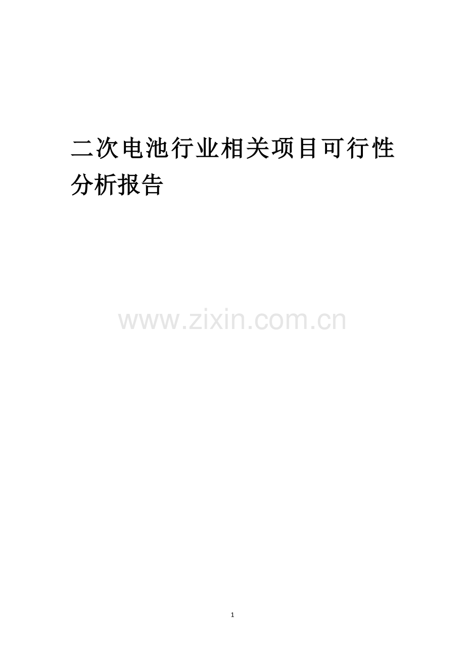 二次电池行业相关项目可行性研究报告.docx_第1页