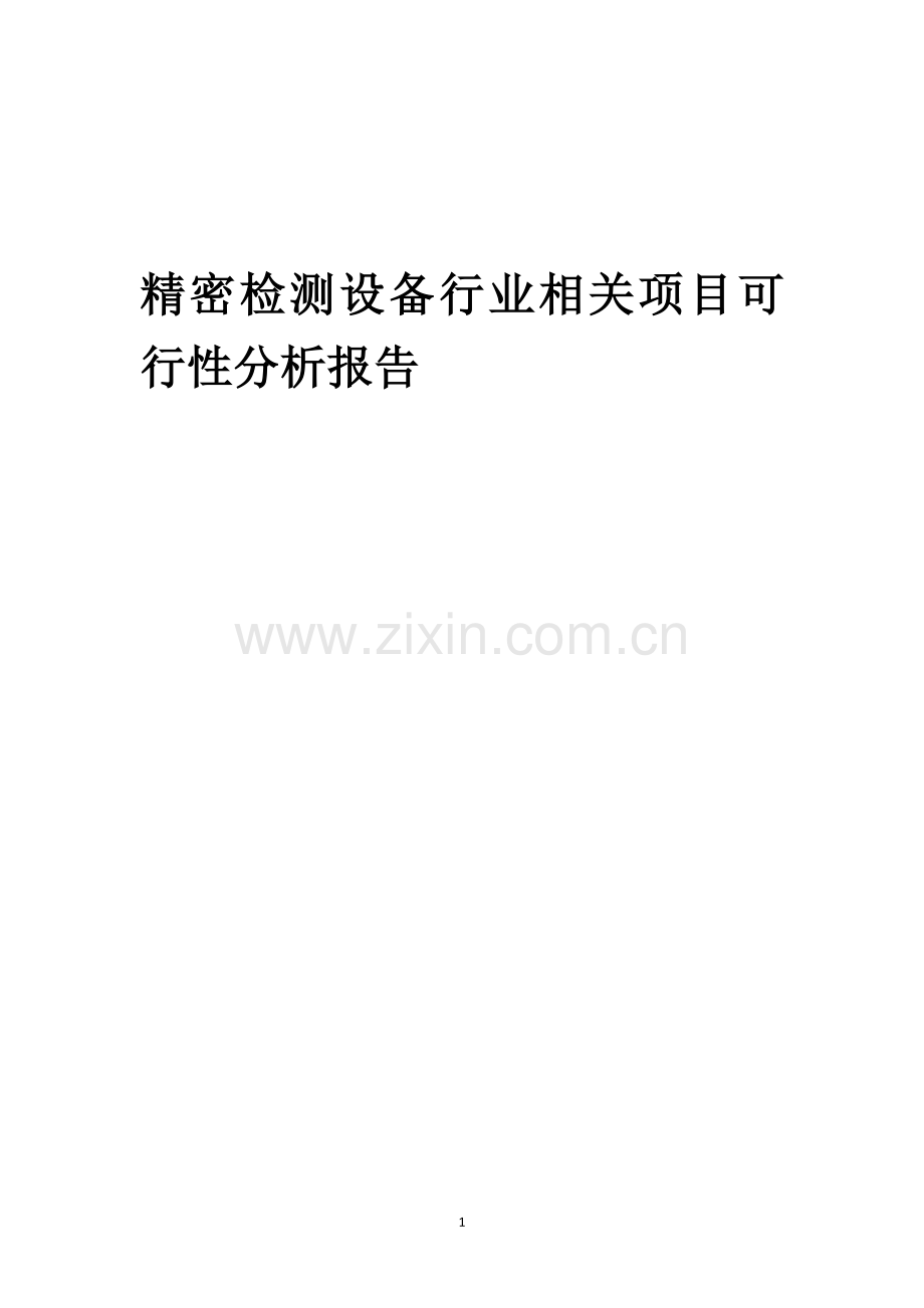 精密检测设备行业可行性研究报告.docx_第1页