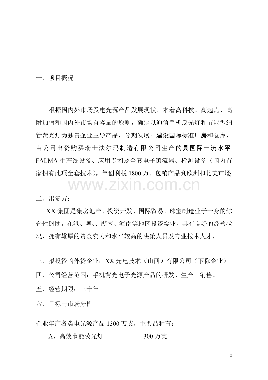 电光源生产项目可行性研究报告.doc_第2页