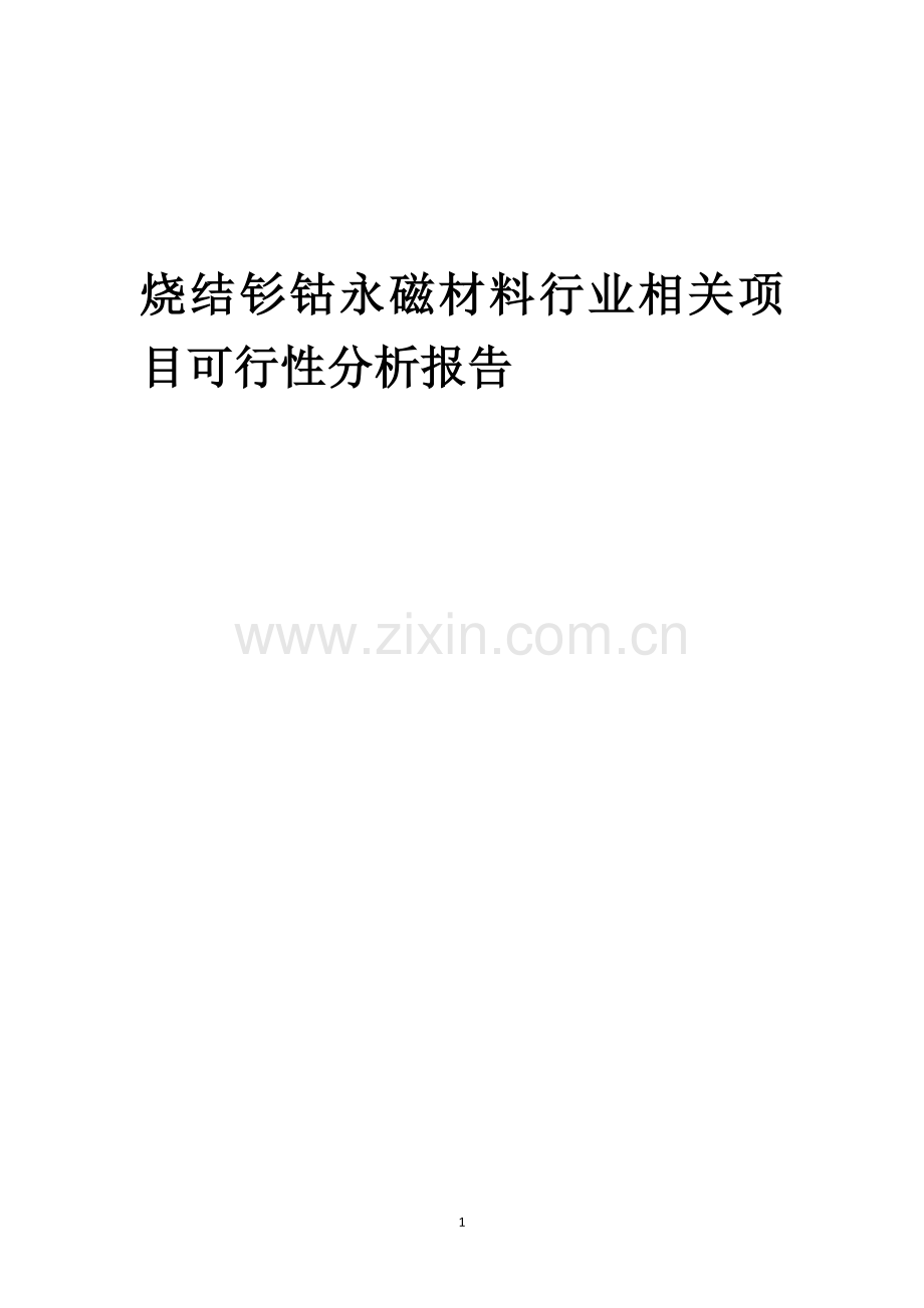 烧结钐钴永磁材料行业可行性研究报告.docx_第1页