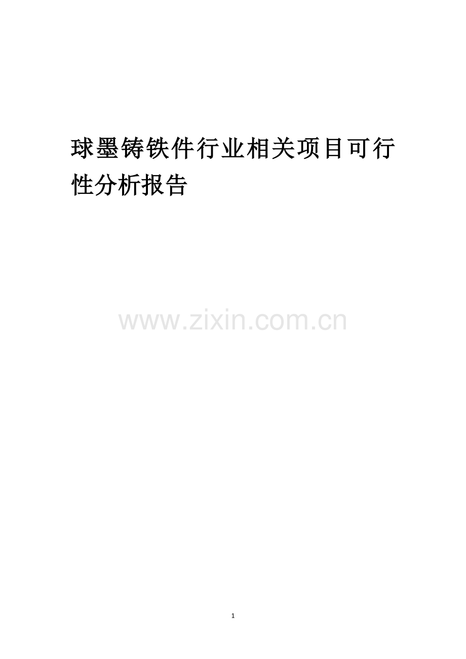 球墨铸铁件行业相关项目可行性研究报告.docx_第1页