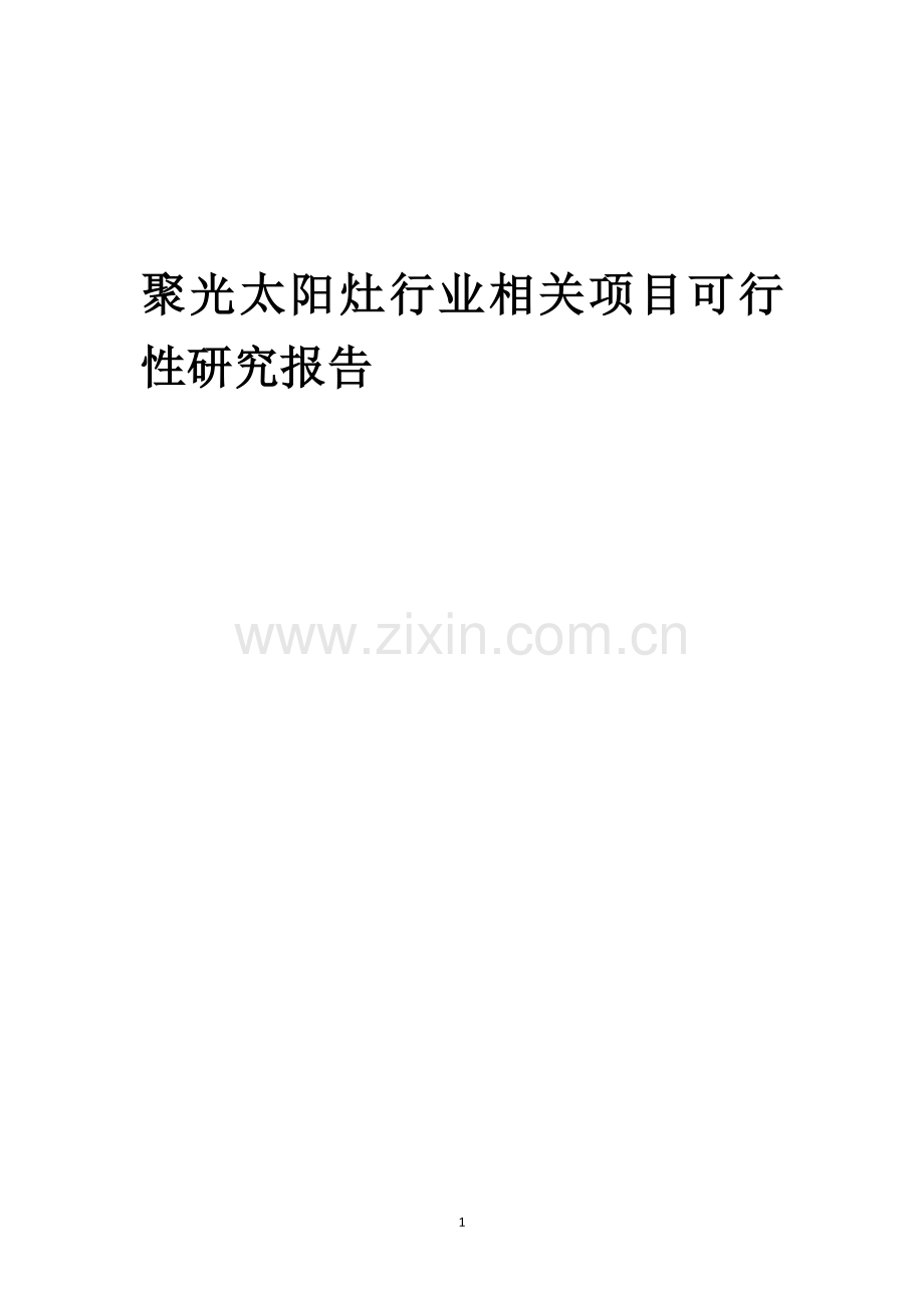 聚光太阳灶行业相关项目可行性分析报告.docx_第1页