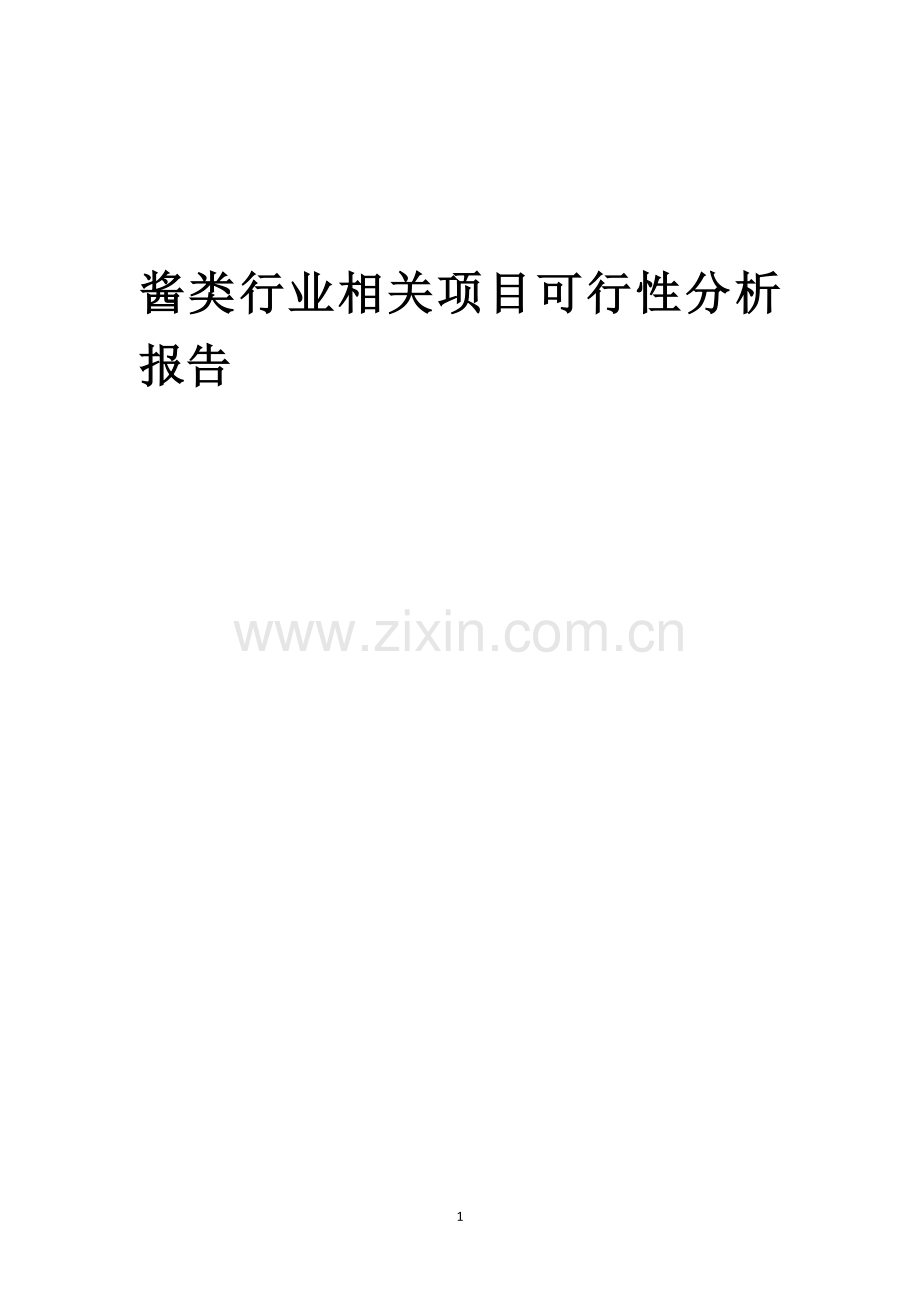酱类行业相关项目可行性研究报告.docx_第1页