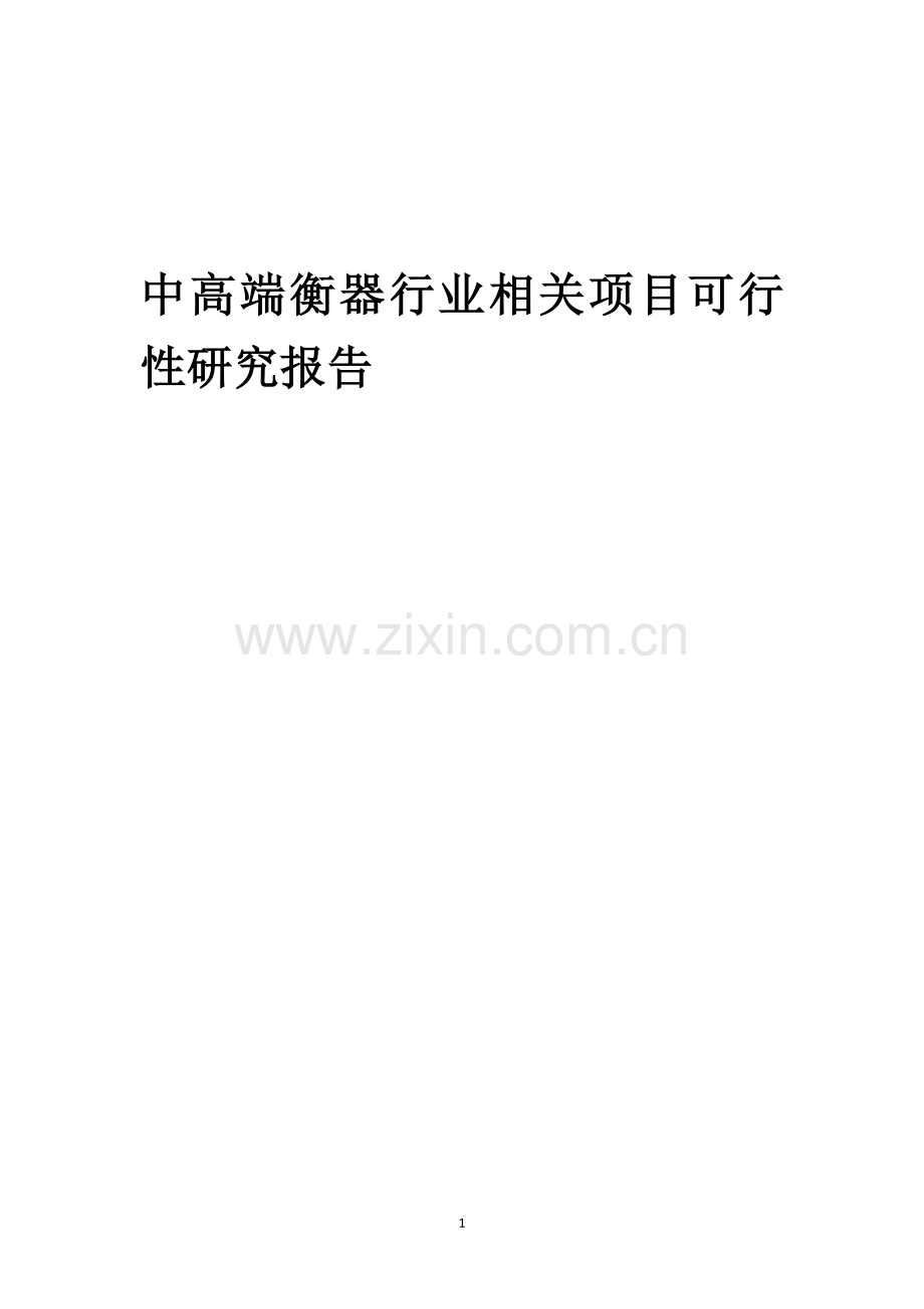 中高端衡器行业相关项目可行性分析报告.docx_第1页