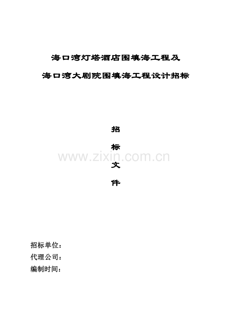 海口湾灯塔酒店围填海工程及海口湾大剧院围填海工程设计招标招标文件.doc_第1页