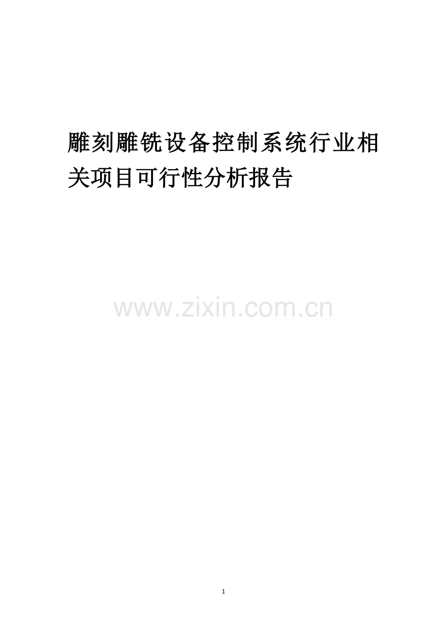 雕刻雕铣设备控制系统行业相关项目可行性分析报告.docx_第1页
