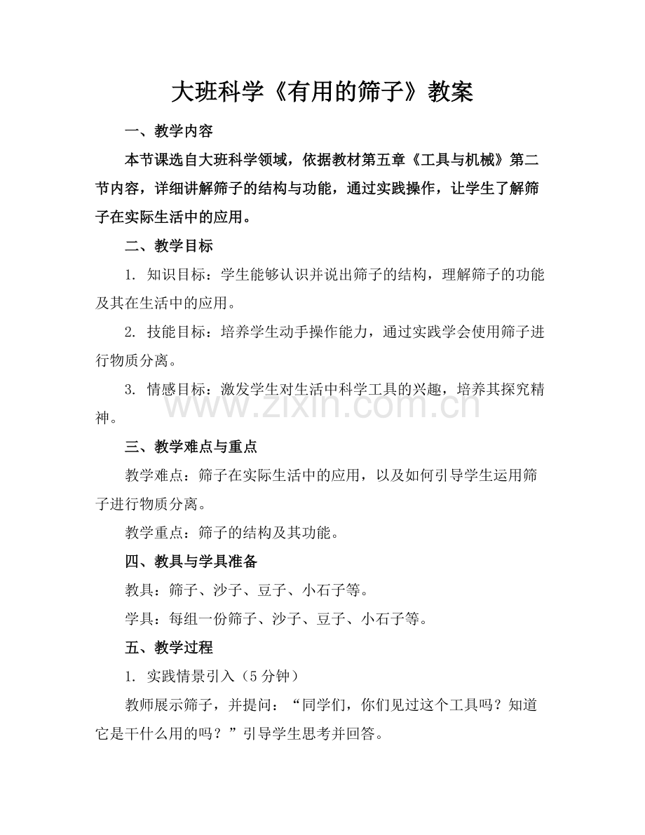 大班科学《有用的筛子》教案.docx_第1页
