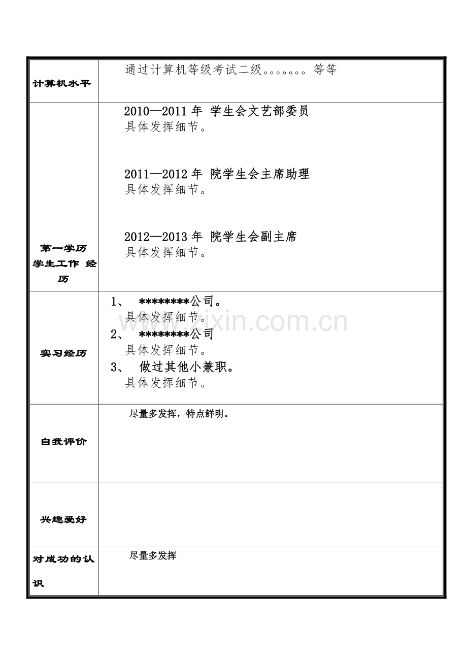 百发百中的个人求职简历(实用版).doc_第2页