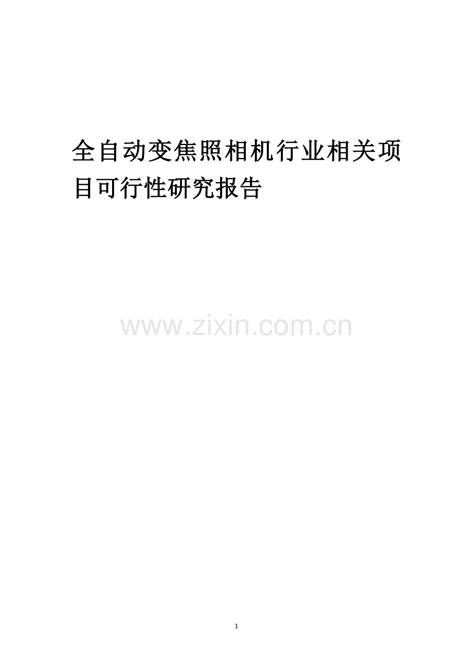 全自动变焦照相机行业相关项目可行性分析报告.docx_第1页