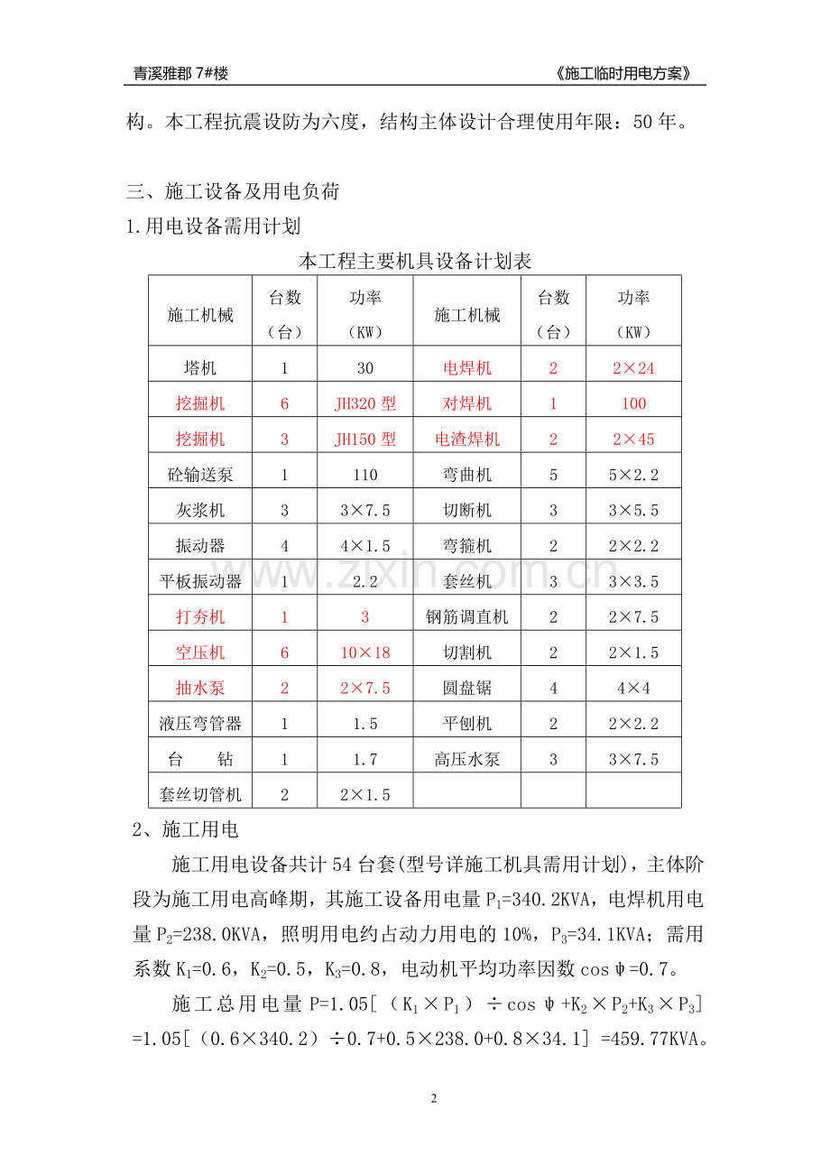 青溪雅郡7#楼临时用电施工组织设计.doc_第2页