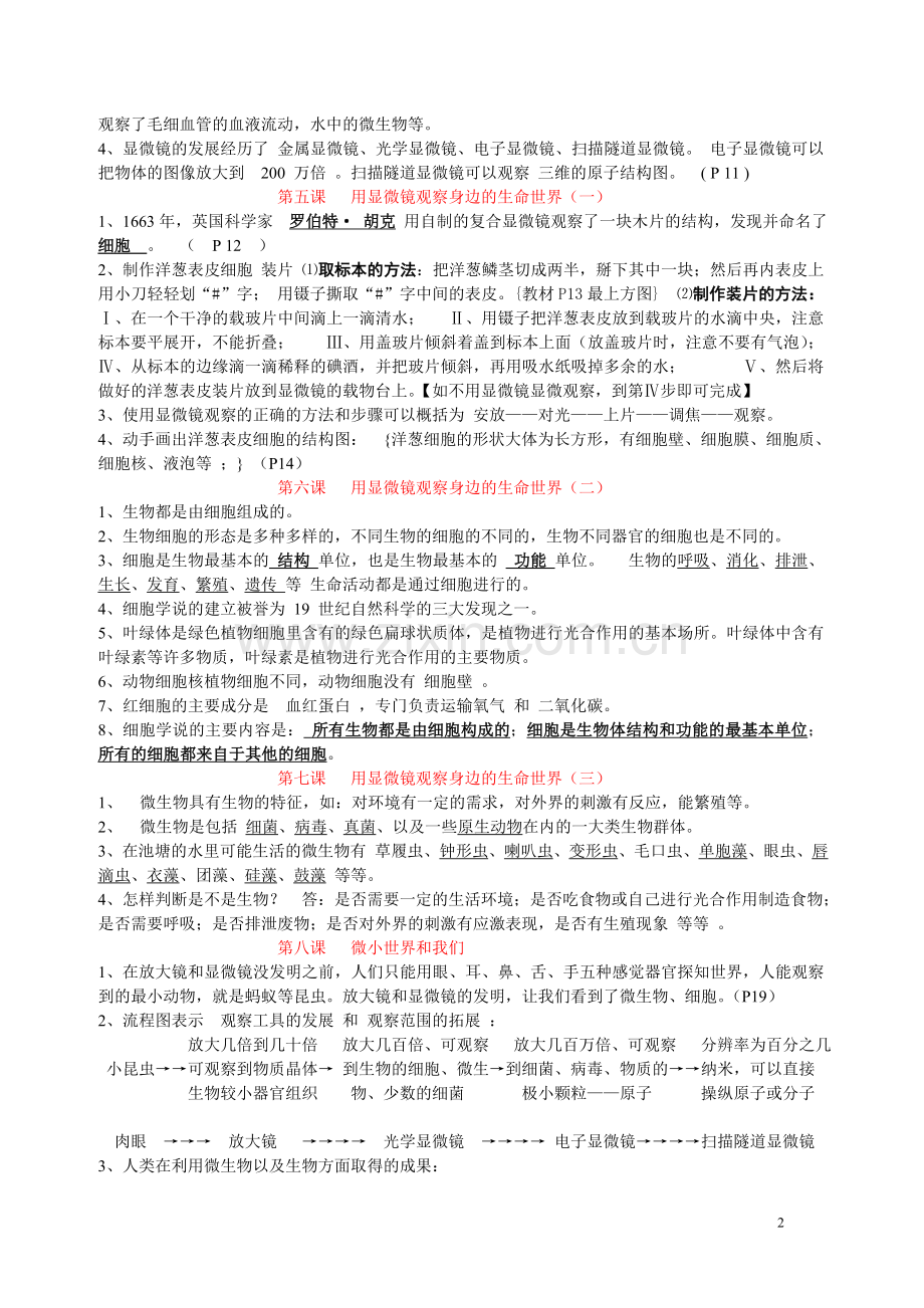 教科版《科学》六年级下册基本内容(笔记形式).doc_第2页