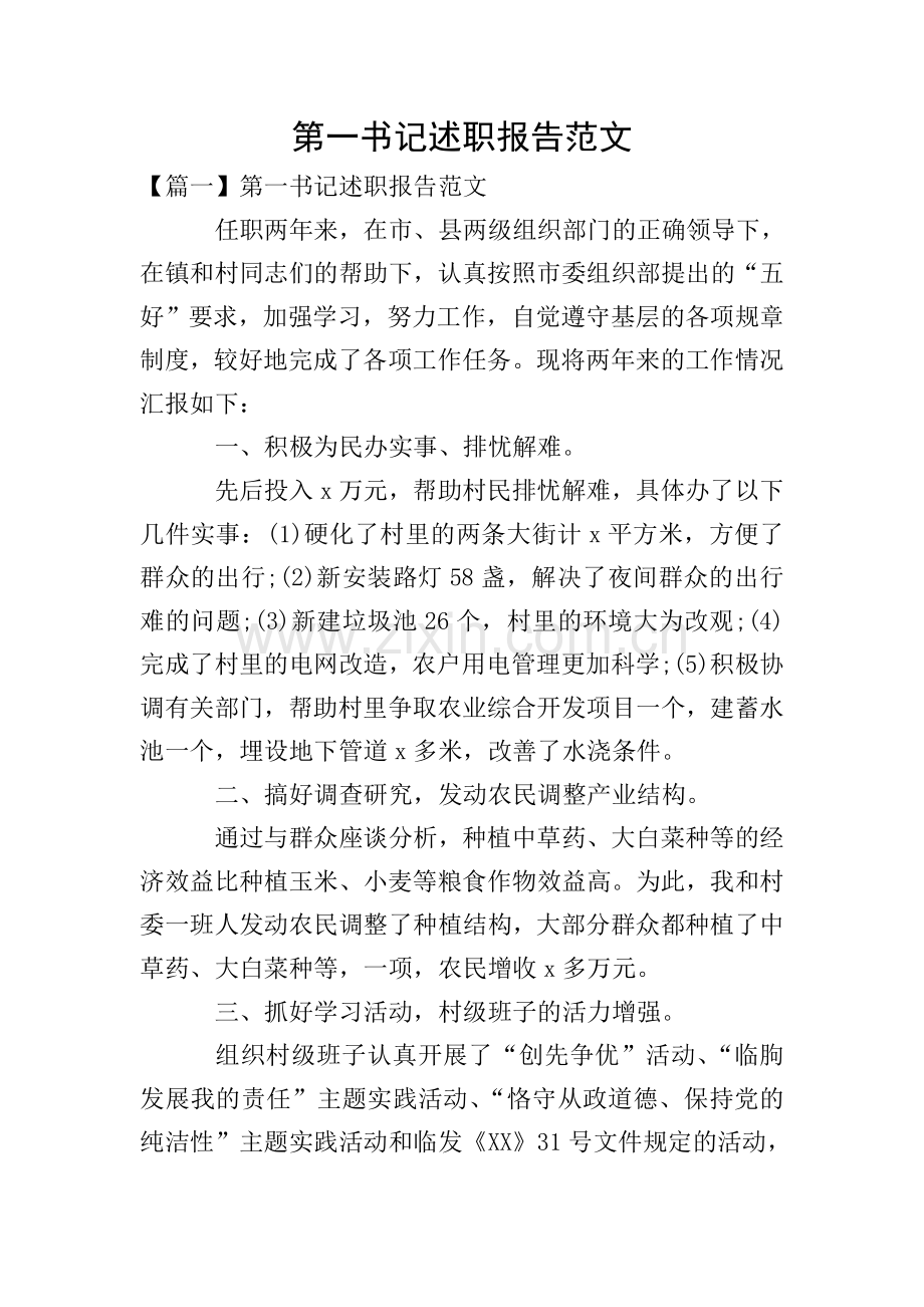 第一书记述职报告范文.doc_第1页