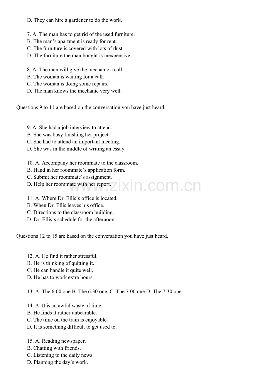 2014年6月大学英语四级真题及答案(多套题及详解).doc_第2页