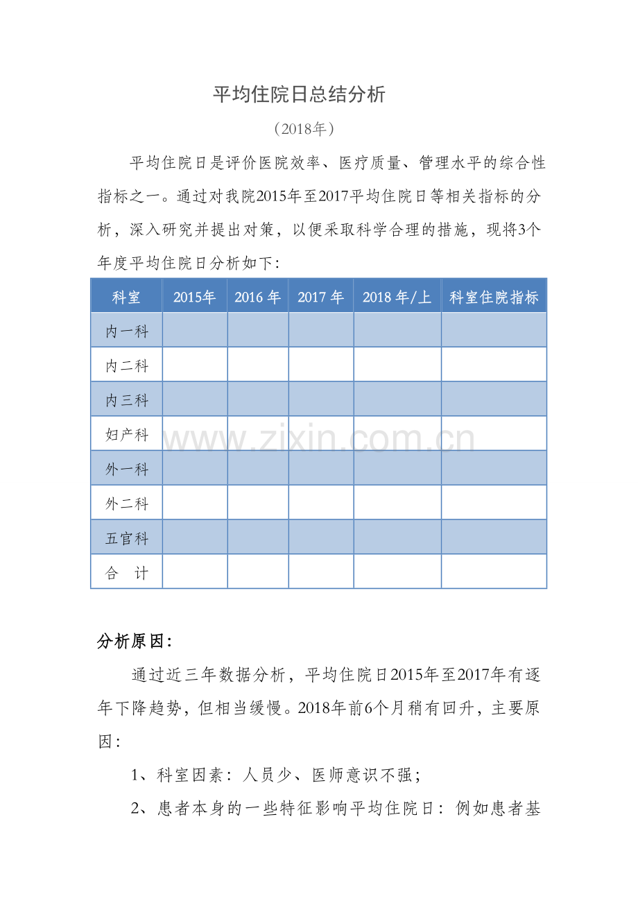 平均住院日总结分析.doc_第1页