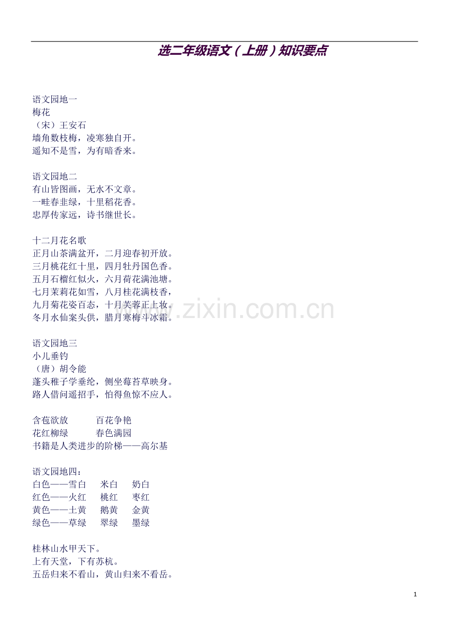 选二年级语文(上册)知识要点.doc_第1页